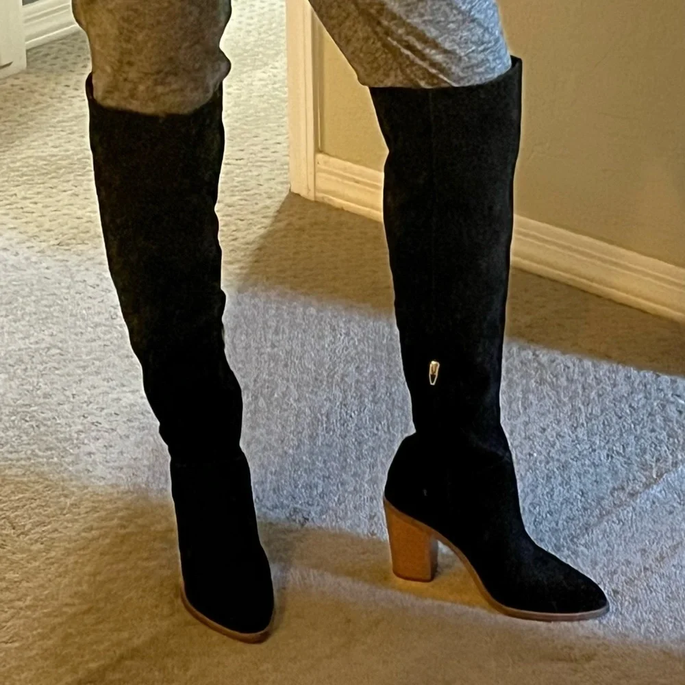 BP Hensley Over the Knee Black Suede/Leather Boot - Size 9.5 New